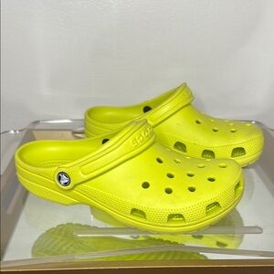 CROCS Neon Yellow Clogs with Ventilation and Pivoting Strap